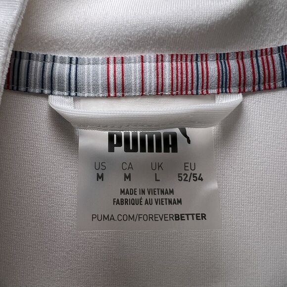 Puma Volition America 1/4 Zip Golf Pullover Mens Size Medium White Blue Camo - Picture 10 of 16